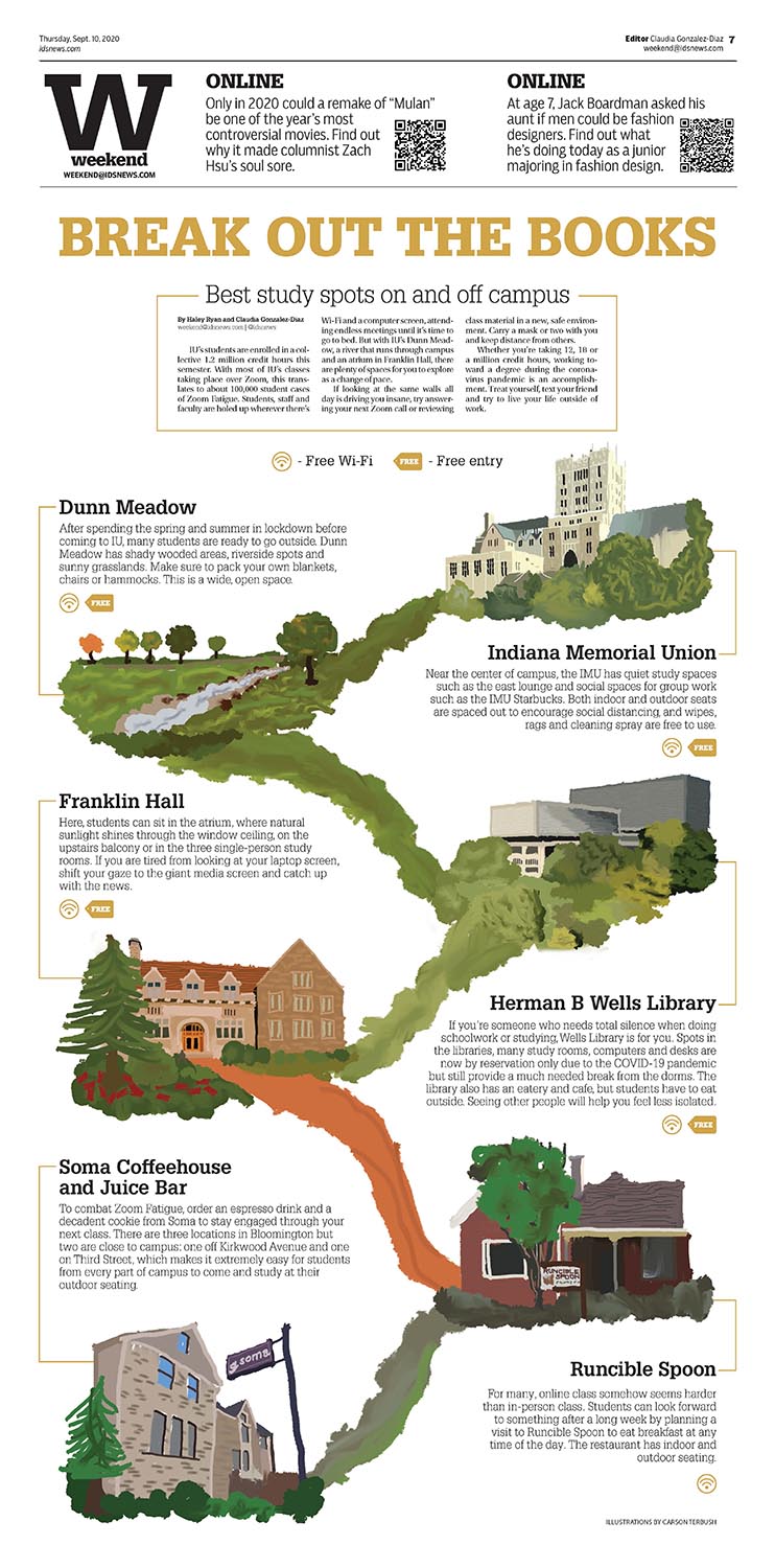 A newspaper page with the headline 'Break out the books'